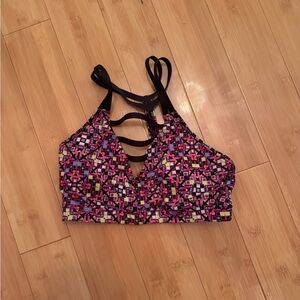 Victoria's Secret Black and Pink Patterned Sports Bra